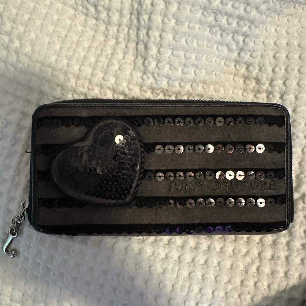 Juicy Couture Black Studded Wallet with Heart Detail